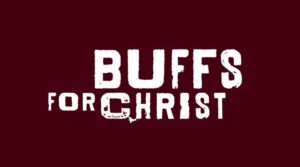 Buffs for Christ logo on maroon background